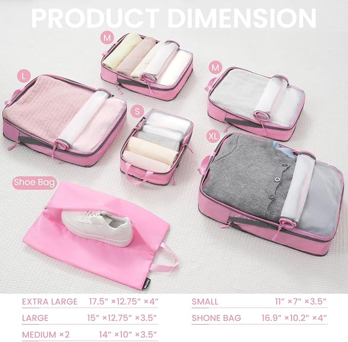 BAGAIL 6 Set Ultralight Compression Packing Cubes Packing Organizer - Image 2