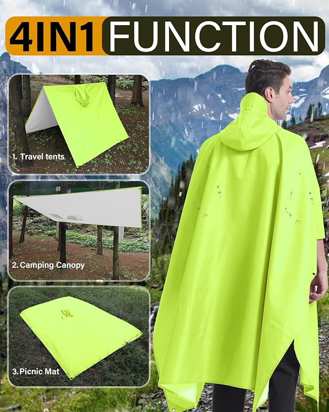 iCreek Hooded Rain Poncho with Pocket Waterproof Lightweight Unisex Raincoat - Image 3