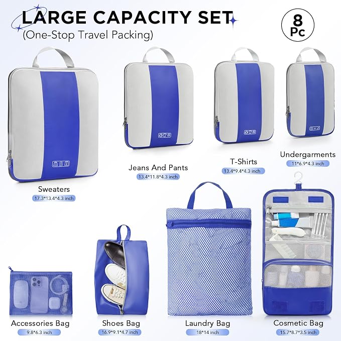 8 Set Compression Packing Cubes - Image 2