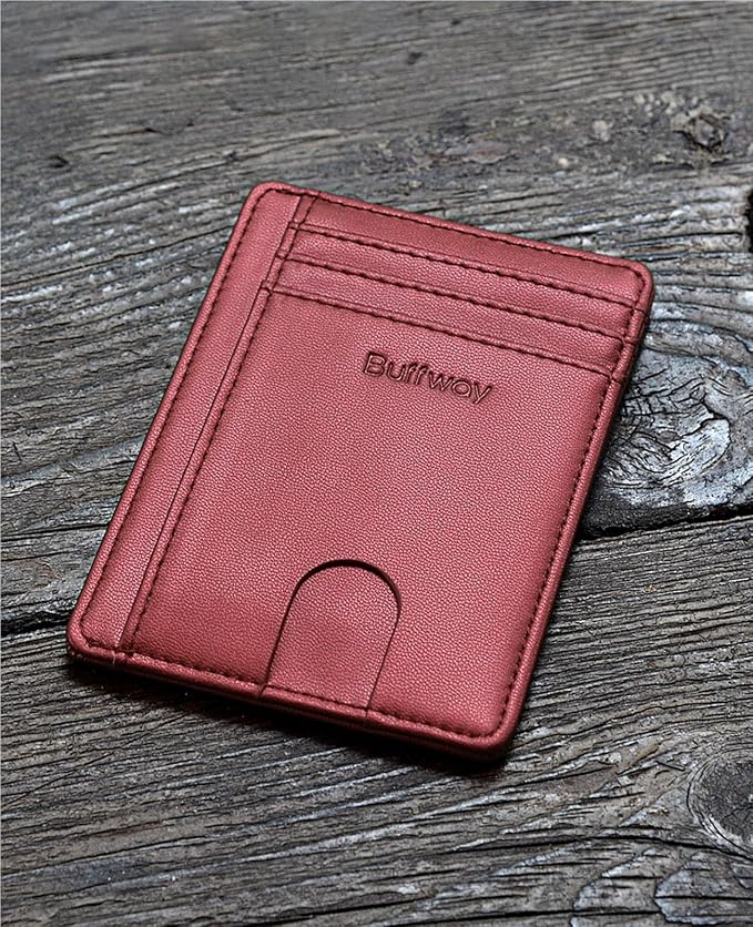 Buffway Slim Minimalist Front Pocket RFID Blocking Leather Wallets - Image 3