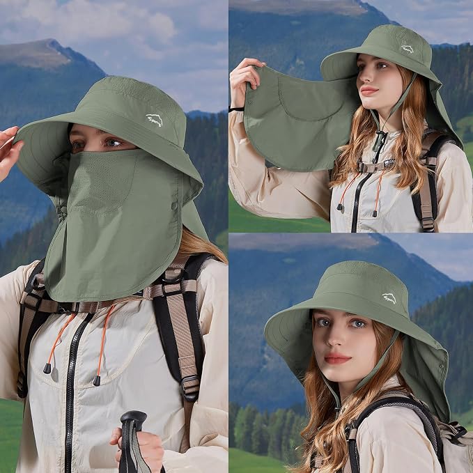 Sun Hat for Men Women with Neck Flap, UPF 50+ UV Protective Hiking Fishing Hats - Image 3