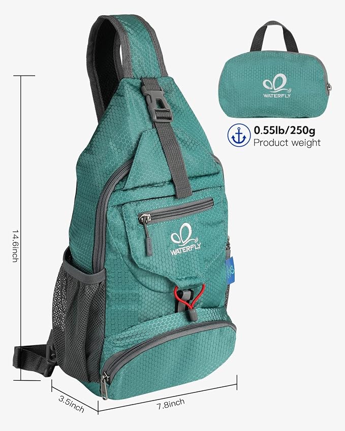 WATERFLY Packable Small Crossbody Sling Backpack Shoulder Chest Bag Daypack - Image 2