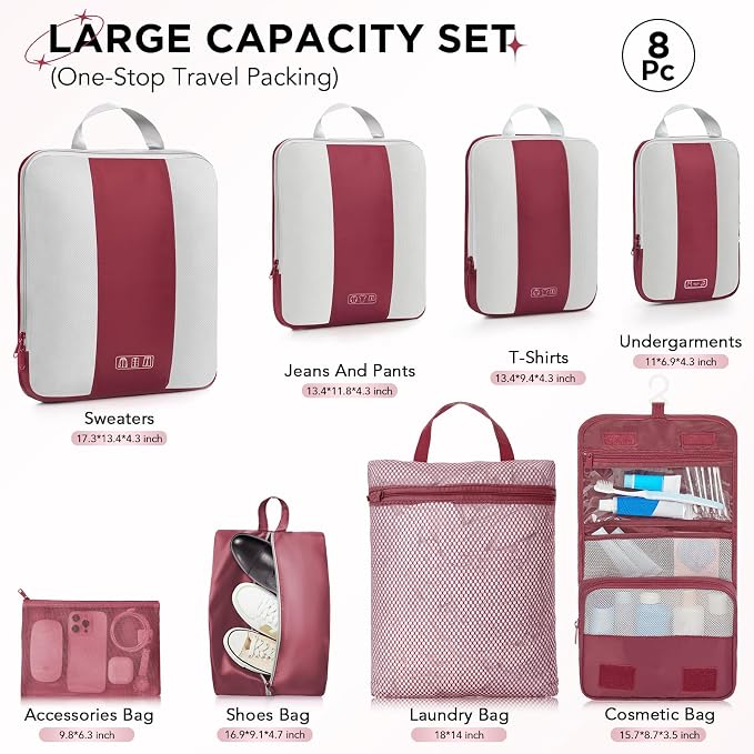 8 Set Compression Packing Cubes - Image 4