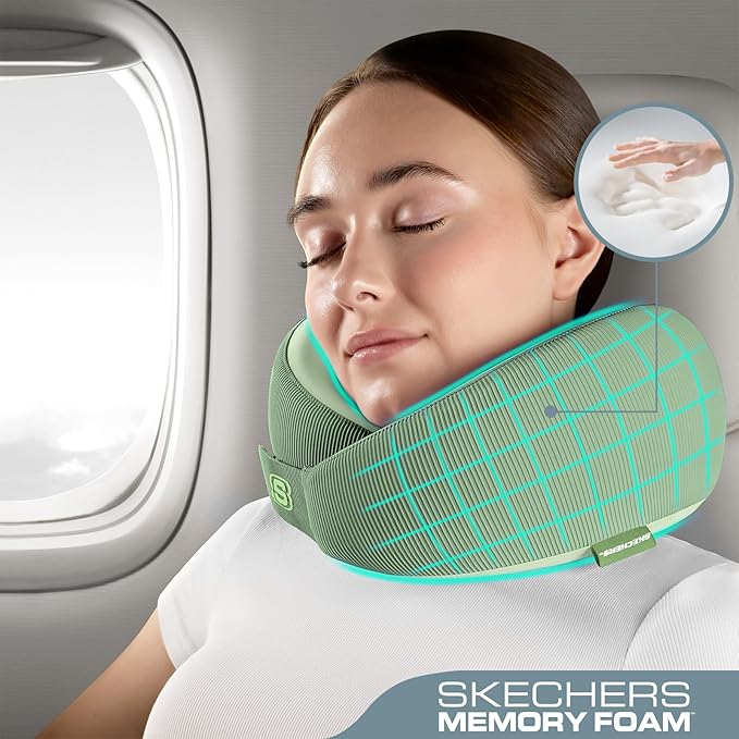 Skechers Women's Memory Foam Neck Pillow, Comfortable & Breathable Travel Pillow - Image 2