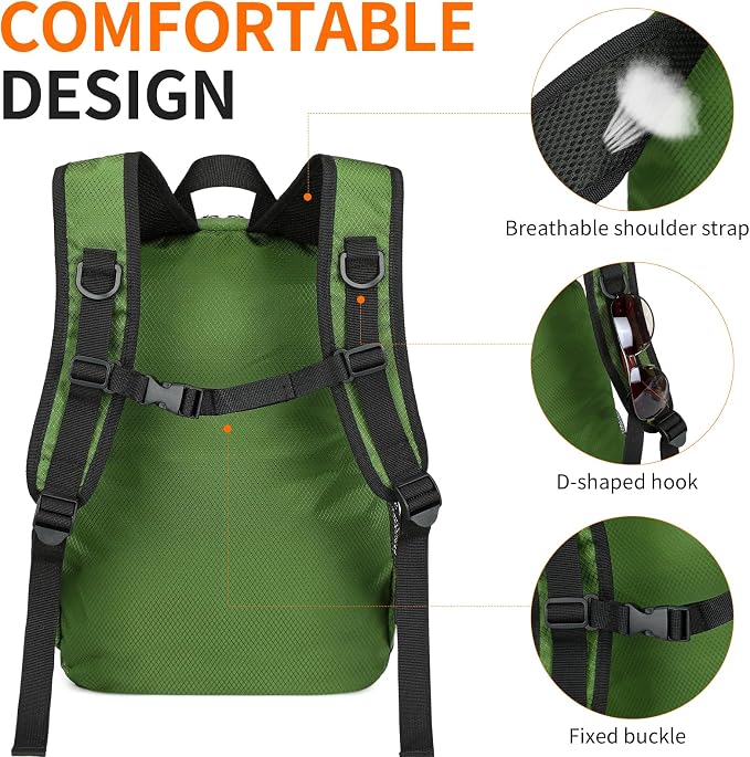 Small Hiking Daypack, 15L Water-Resistant Hiking Backpack Packable Lightweight - Image 6