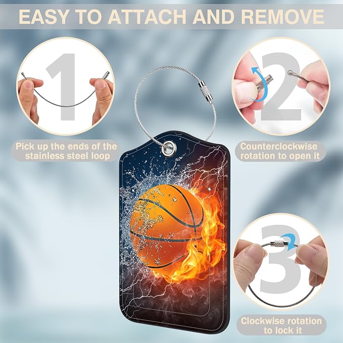Basketball on Fire Set of 2 Luggage Tags - Image 4
