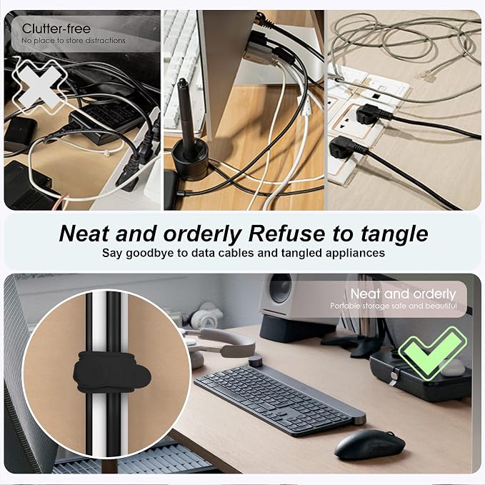 Nearockle Silicone Cable Ties Cord Organizer - Image 3