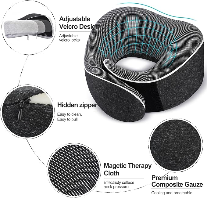 Travel Pillow, Best Memory Foam Neck Pillow Head Support Soft Pillow - Image 2