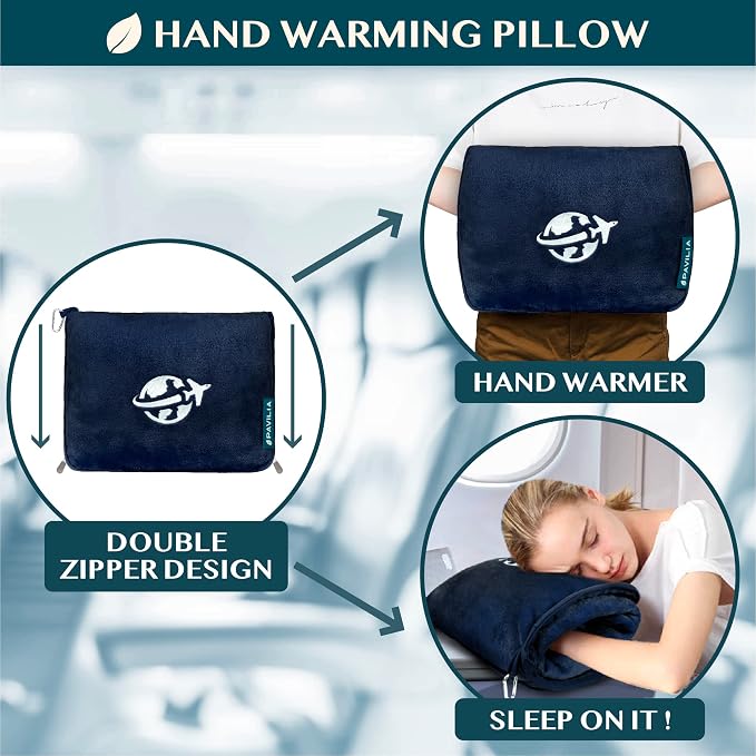 PAVILIA Travel Blanket and Pillow, Arms Opening Airplane Blankets - Image 5