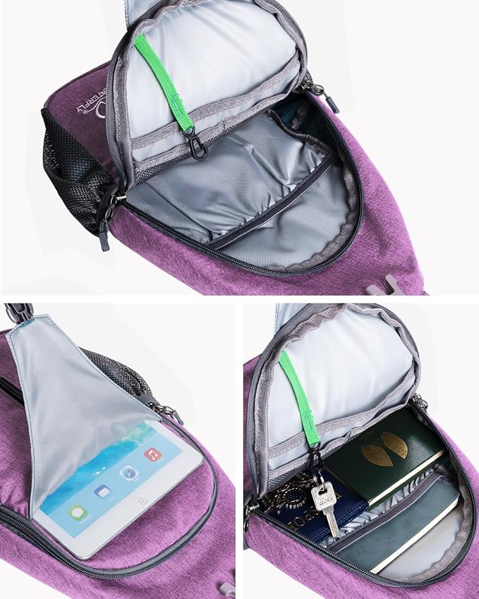 WATERFLY Crossbody Sling Backpack Sling Bag Travel Hiking Chest Bag Daypack - Image 5