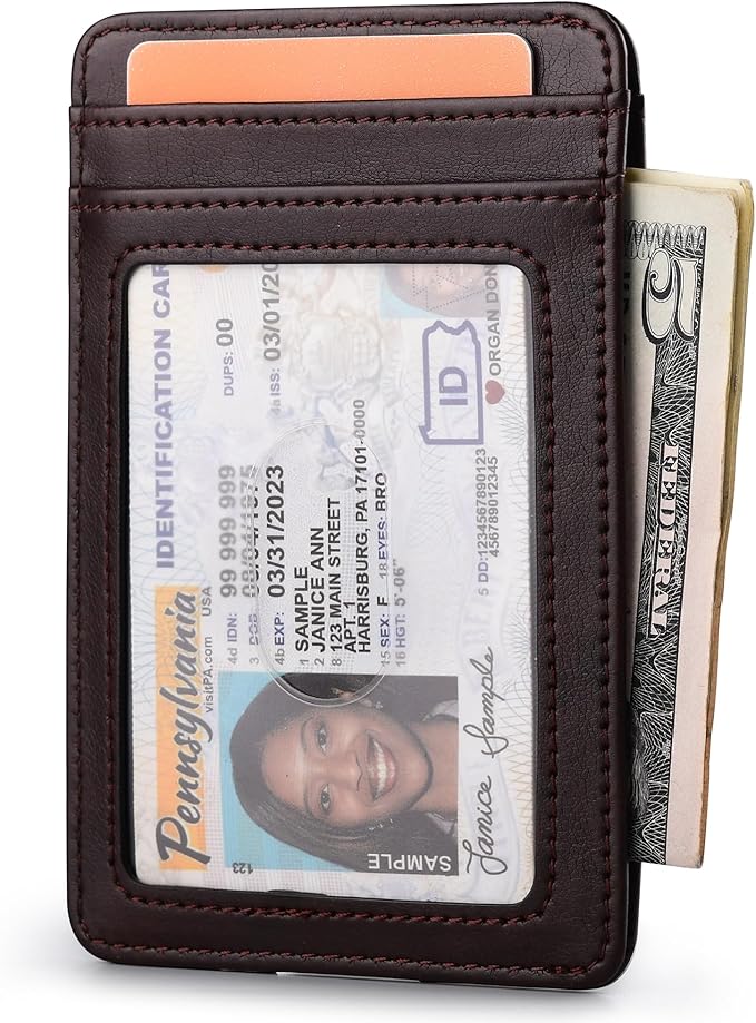 Buffway Mens Slim Wallet, Minimalist Thin Front Pocket Leather Credit Card - Image 2