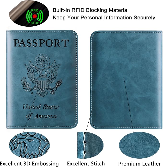 Passport Holder Cover Wallet Travel Essentials Leather Rfid Blocking Case - Image 5