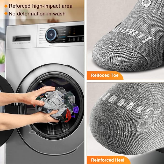 BULLIANT Compression Socks for Men 6Pairs, Athletic Crew Socks Cushioned For - Image 9