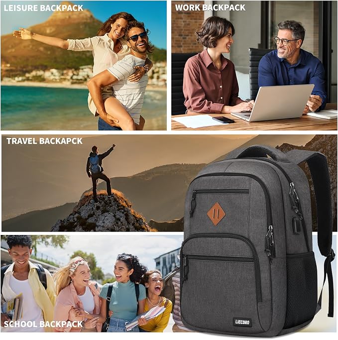 Black Backpacks for Men, Backpack for School, School Backpack for Boys Teens - Image 6