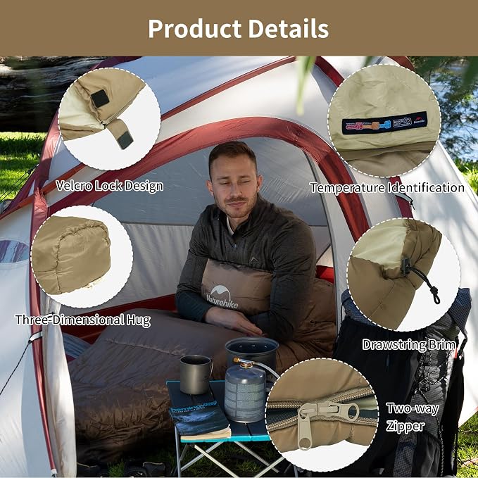 Naturehike Sleeping Bags for Adults, 23/39℉ Mummy Backpacking Sleeping Bag - Image 3