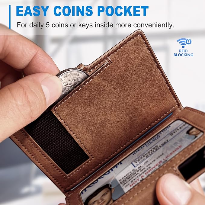 Wallet for Men with Money Clip Coins Pocket ID Window Gift Boxed, Slim Smart - Image 4