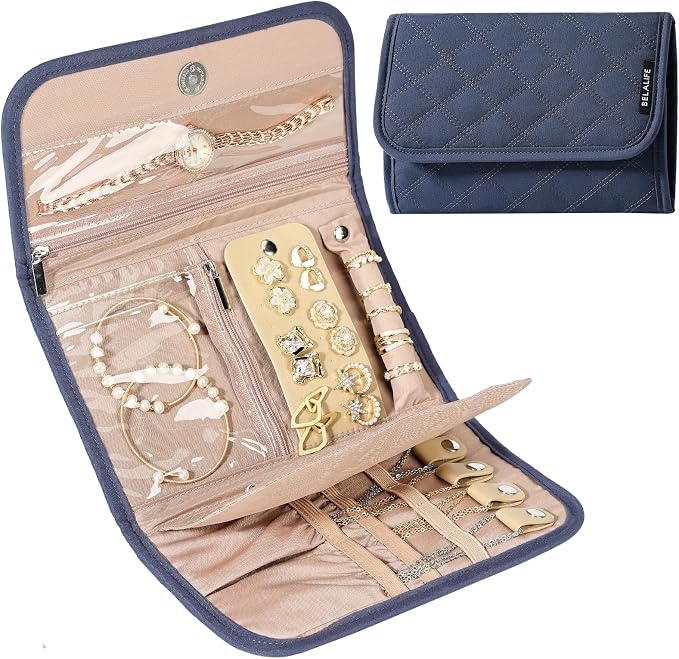 BELALIFE Travel Jewelry Case Organizer, Foldable Storage Roll by BELALIFE