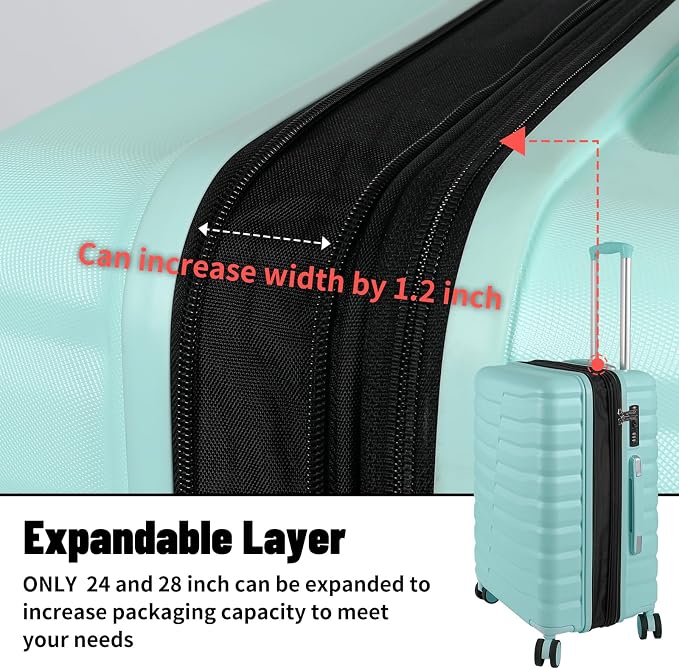 5-Piece Luggage Set, Lightweight ABS+PC Hard Shell Suitcase - Image 7