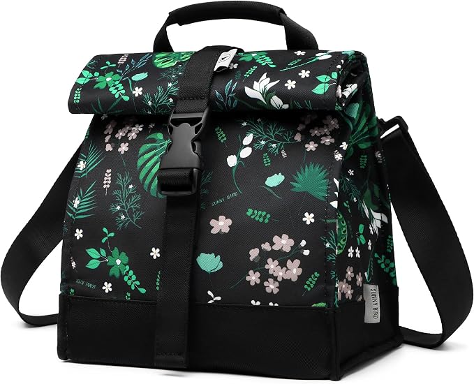 SUNNY BIRD Insulated Lunch Bag Rolltop Lunch Box Tote Bag by SUNNYBIRD