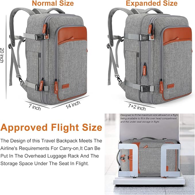 Travel Laptop Backpack, 42L Carry on Luggage, Flight Approved Expandable - Image 2