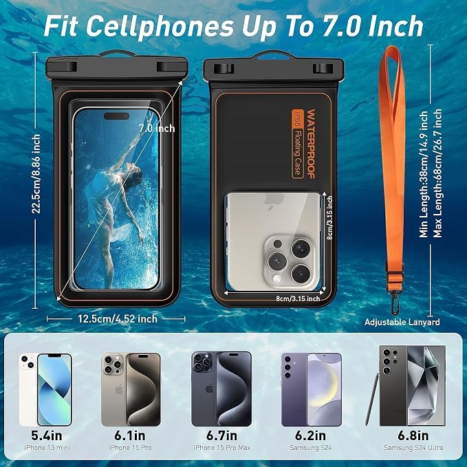 Marine IP68 Universal Waterproof Phone Pouch, Floating Waterproof Phone Case - Image 4
