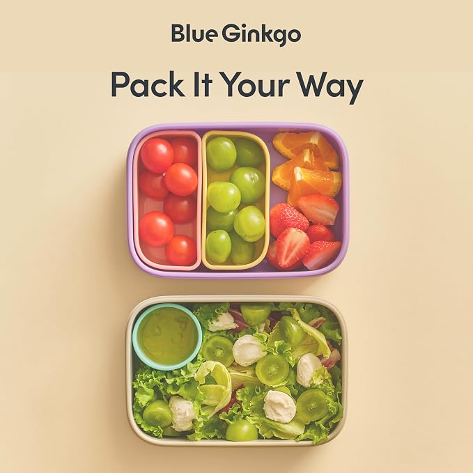 BLUE GINKGO Silicone Lunch Box Set – Durable Heavy-Duty Silicone Bento Box - Image 2