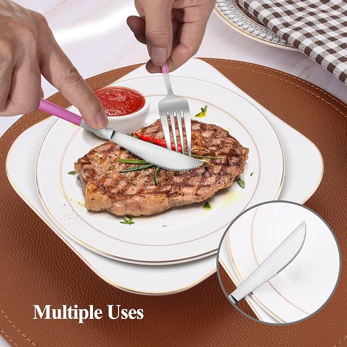 Mirror Silver Rosy Silverware Set, 20-Piece Stainless Steel Flatware Set - Image 5