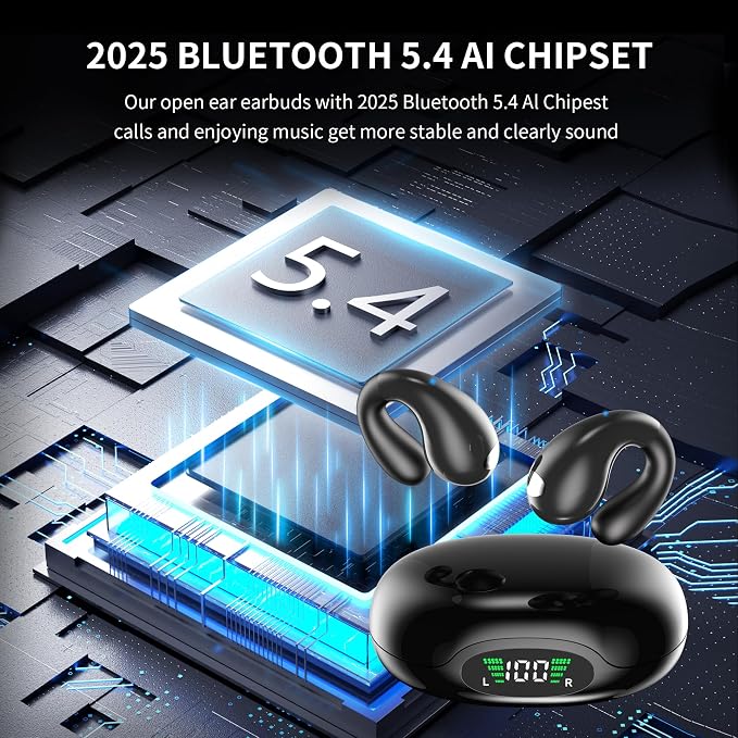 Open Ear Earbuds Wireless Bluetooth 5.4 Earphones, Flexible Clip On Ear buds - Image 4