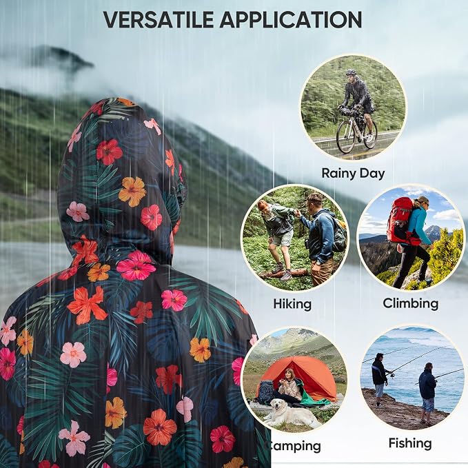 PTEROMY Hooded Rain Poncho for Adult - Image 6