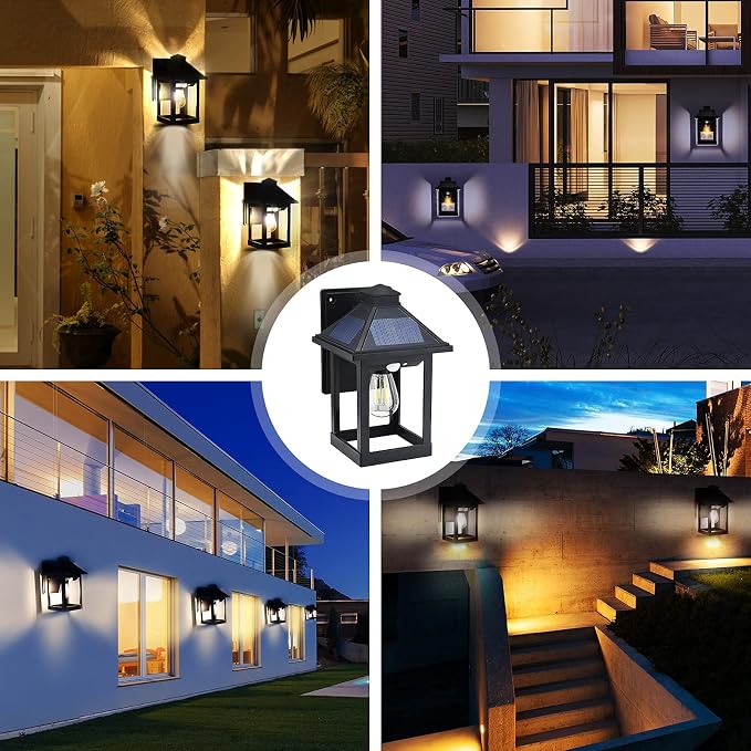 2 Pack Solar Wall Lantern Lights Outdoor Dusk to Dawn Motion Sensor Waterproof - Image 7