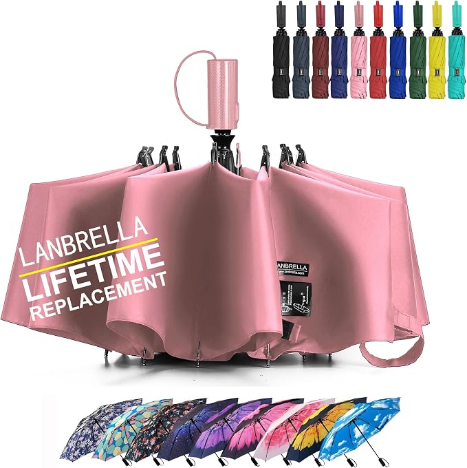 LANBRELLA Compact Reverse Folding Umbrella Auto Windproof Travel Umbrella by LANBRELLA