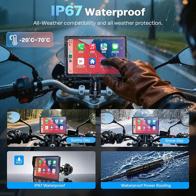 WonVon 5 Inch Motorcycle Carplay GPS Navigation System - Image 3