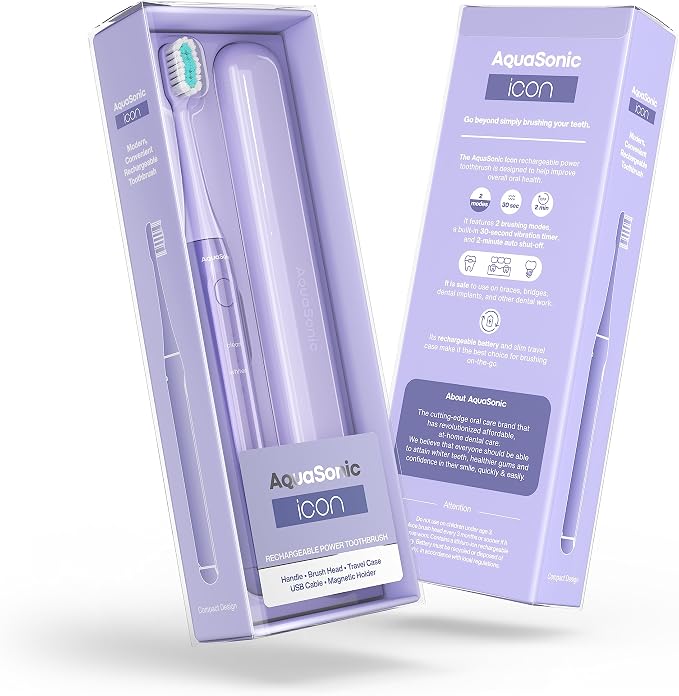 Aquasonic Icon ADA-Accepted Rechargeable Toothbrush | Magnetic Holder & Slim - Image 8