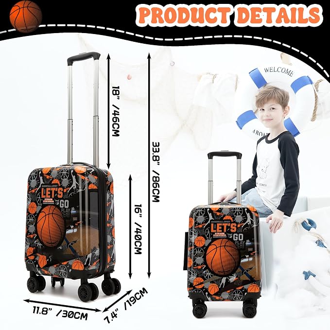 Kid’s Luggage Set 5 Piece Suitcase Set 16’’ Hardside Basketball Luggage - Image 2