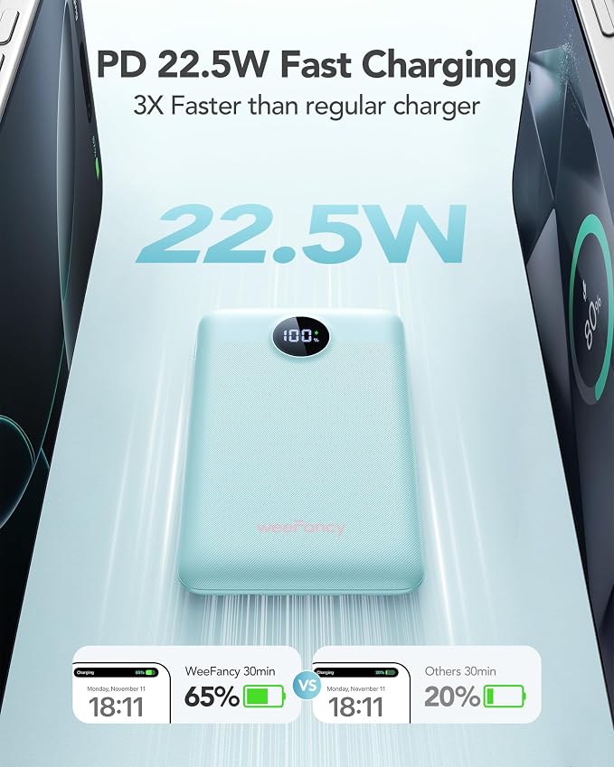 Mini Portable Charger with Built-in Cables 22.5W Fast Charging Power Bank USB-C - Image 3