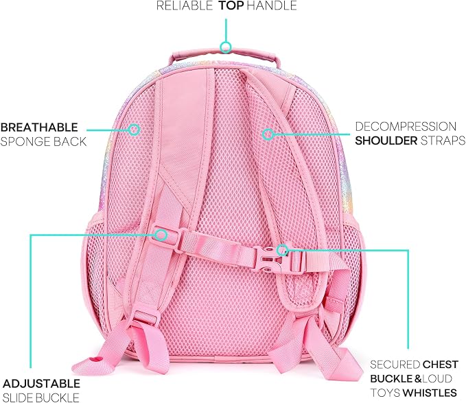 mibasies Toddler Backpack for Girls 2-4: Glitter Kids Backpacks for Girls - Image 3