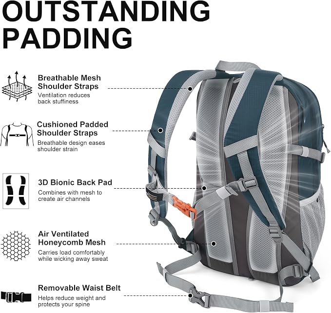 MOUNTAINTOP 25L/40L Hiking Backpack, Lightweight Travel Backpack - Image 5