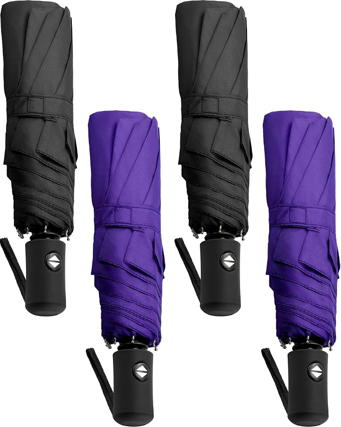 Yahenda 4 Pack Windproof Travel Umbrellas Bulk Automatic Open and Close by Yahenda