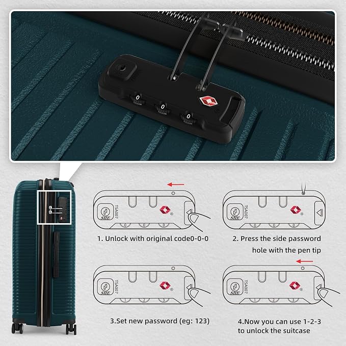 LEAVES KING LARVENDER Luggage Sets 5 Piece, Expandable PP Suitcase - Image 6