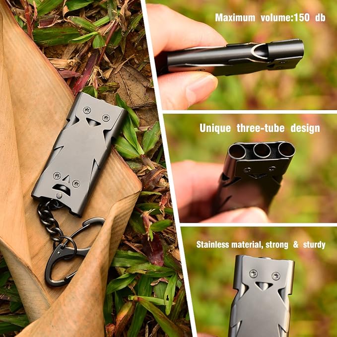 Whistle Emergency Whistles Keychain Rape Whistle Stainless Steel High Decibel - Image 3