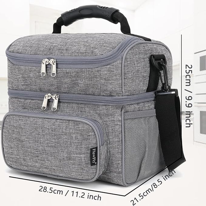FlowFly Double Layer Cooler Insulated Lunch Bag Adult Lunch Box Large Tote Bag - Image 4