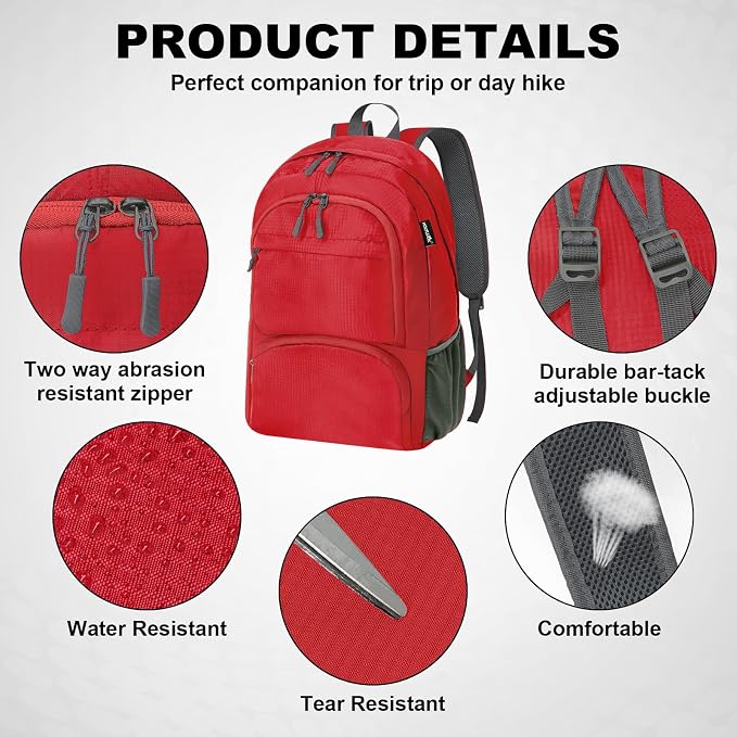 HOLYLUCK 20L lightweight packable Hiking Daypack Foldable Backpack - Image 4