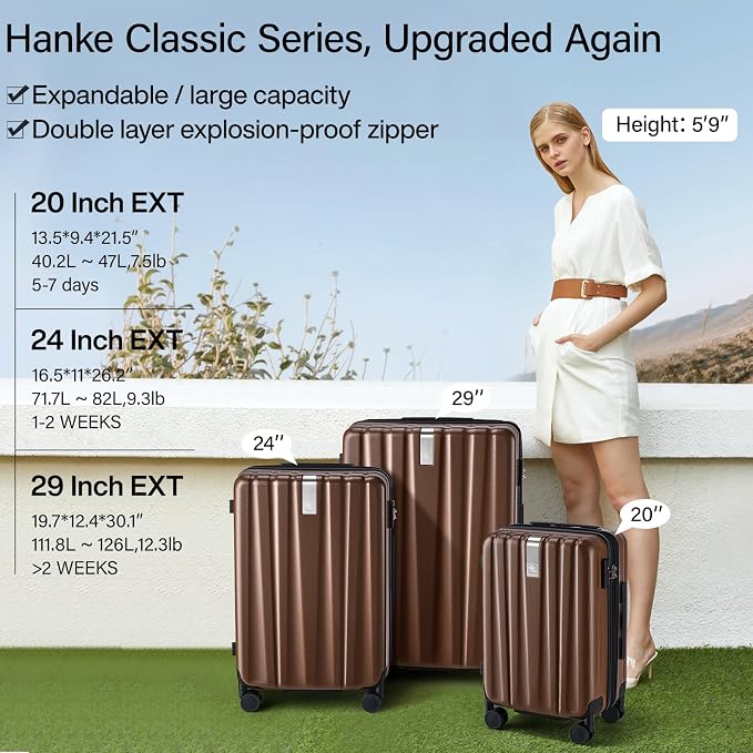 Hanke 29 Inch Expandable Checked Luggage Lightweight PC Hard Shell Luggage - Image 2