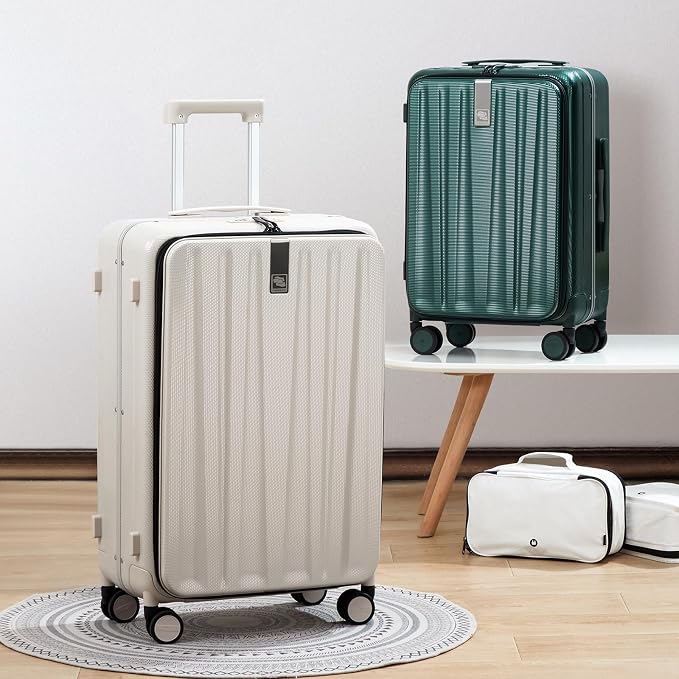 Hanke 24 Inch Checked Luggage Front Opening Rolling Suitcase Hard Sided Luggage - Image 9