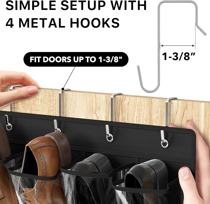 Simple Houseware 24 Pockets Large Clear Pockets Over The Door Hanging Shoe - Image 5