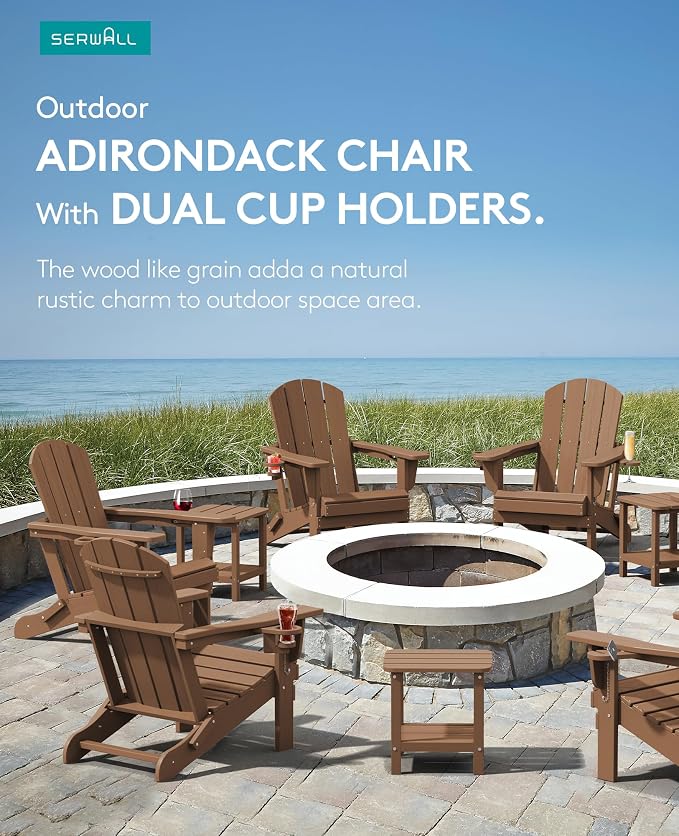 SERWALL Adirondack Chair with Cup Holders - Image 6