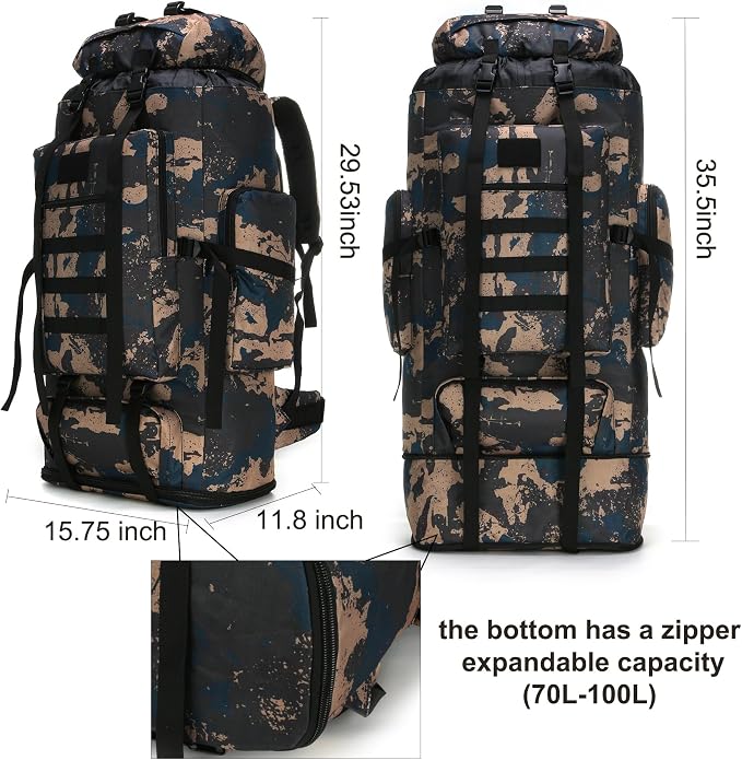 Hiking Backpack for Men 70L/100L Camping Backpack Military Rucksack Molle 3 - Image 2
