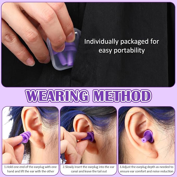TrelaCo 100 Pairs Ear Plugs Bulk, NRR 29dB Reusable Silicone Ear Plugs - Image 5