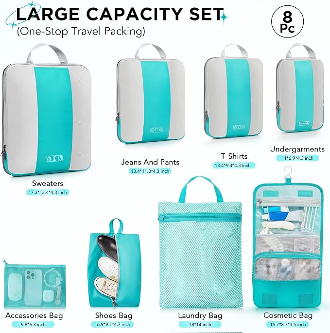 8 Set Compression Packing Cubes - Image 2