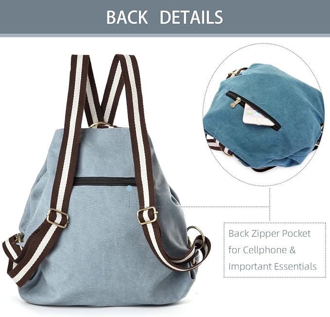 Goodhan Women Canvas Backpack Daypack Casual Shoulder Bag, Vintage Heavy-duty - Image 3